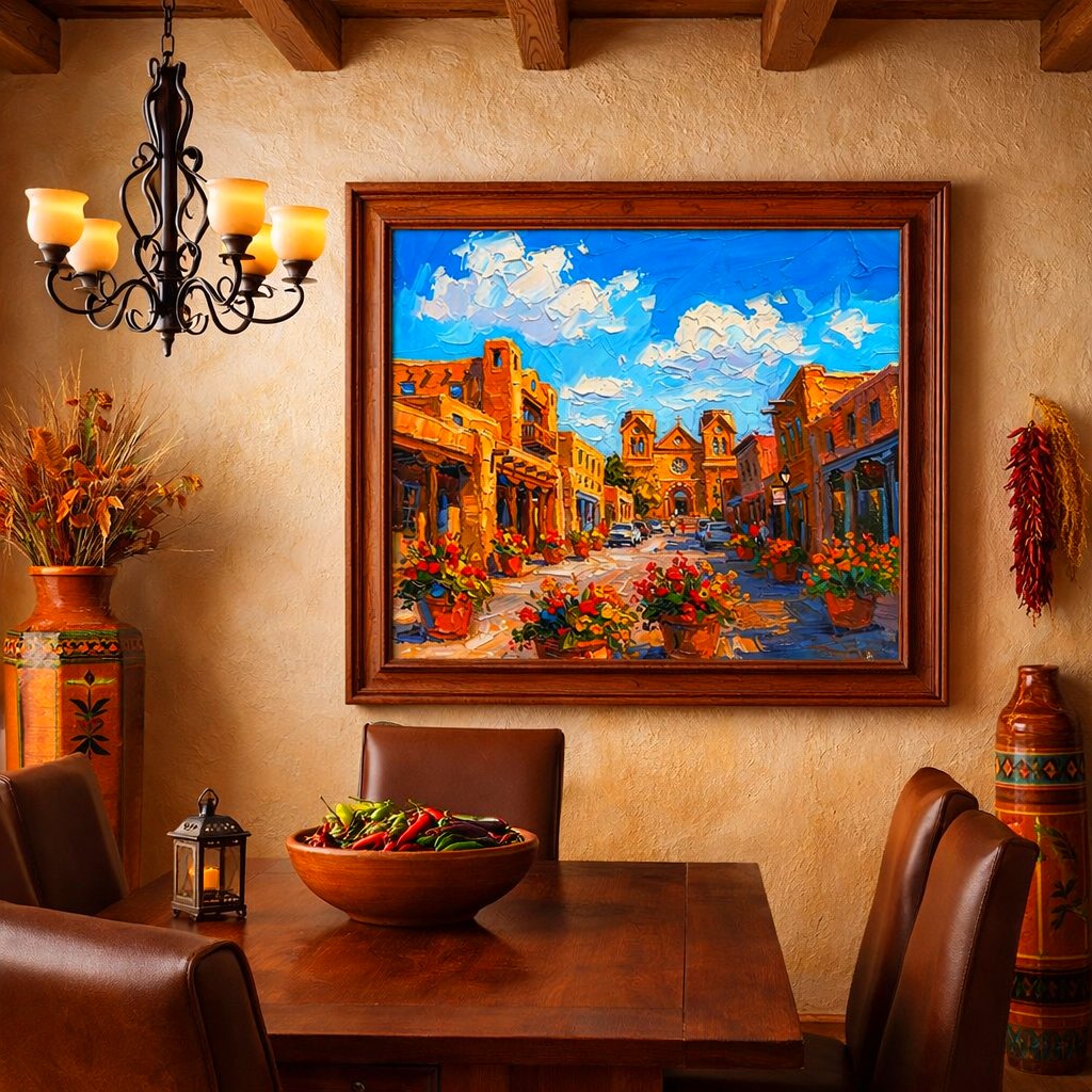 Santa Fe Marketplace MINI_ A Stroll Down San Francisco Street 12’X12″-CANVAS PRINT- Product Image: MINI_ A Stroll Down San Francisco Street 12’X12″-CANVAS PRINT-