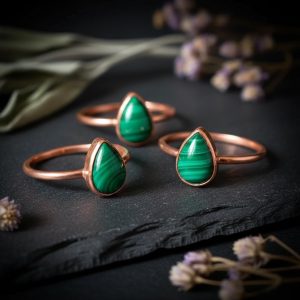 Santa Fe Marketplace Teardrop Malachite Ring | Electroformed Copper | Made to Order Product Image: Teardrop Malachite Ring | Electroformed Copper | Made to Order