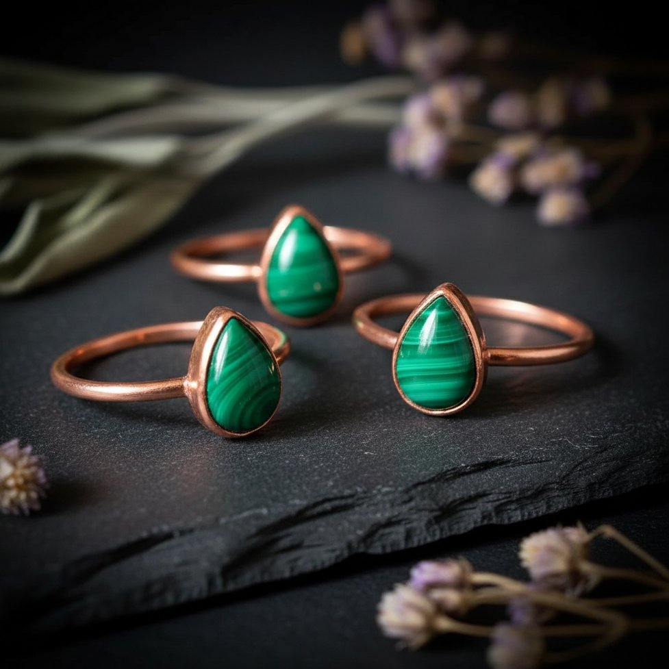 Santa Fe Marketplace Teardrop Malachite Ring | Electroformed Copper | Made to Order Product Image: Teardrop Malachite Ring | Electroformed Copper | Made to Order