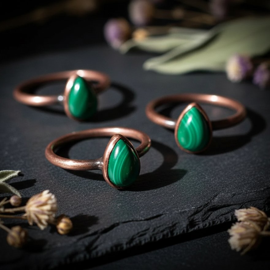 Santa Fe Marketplace Teardrop Malachite Ring | Electroformed Copper | Made to Order Product Image: Teardrop Malachite Ring | Electroformed Copper | Made to Order
