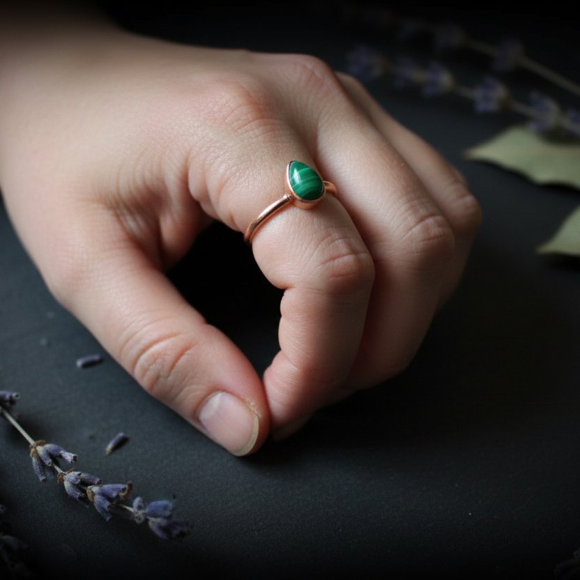 Santa Fe Marketplace Teardrop Malachite Ring | Electroformed Copper | Made to Order Product Image: Teardrop Malachite Ring | Electroformed Copper | Made to Order