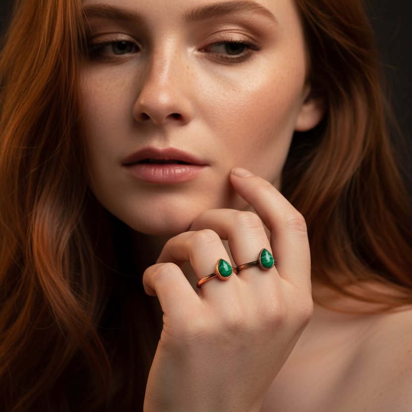 Santa Fe Marketplace Teardrop Malachite Ring | Electroformed Copper | Made to Order Product Image: Teardrop Malachite Ring | Electroformed Copper | Made to Order