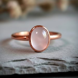 Santa Fe Marketplace Rose Quartz Ring | Electroformed Copper | 7x9mm Oval Cabochon | Made to Order Product Image: Rose Quartz Ring | Electroformed Copper | 7x9mm Oval Cabochon | Made to Order