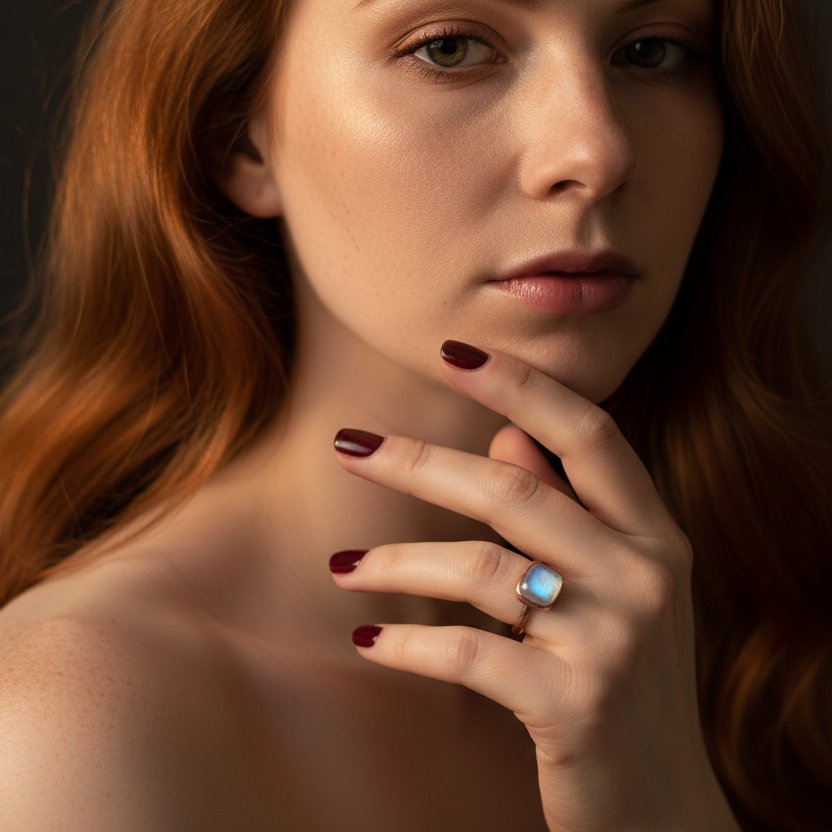 Santa Fe Marketplace Square Cabochon Moonstone Ring | Electroformed Copper | Ready to Ship Product Image: Square Cabochon Moonstone Ring | Electroformed Copper | Ready to Ship