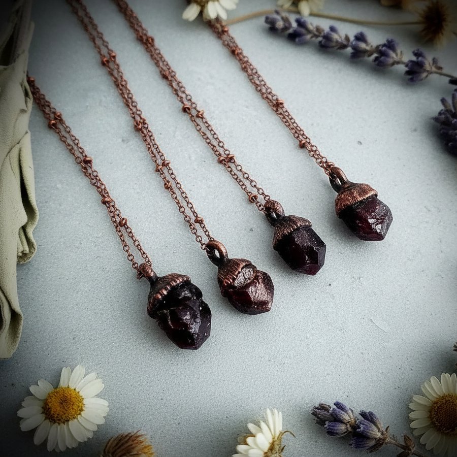 Santa Fe Marketplace Raw Spessartine Garnet Necklace | Electroformed Copper | Ready to Ship Product Image: Raw Spessartine Garnet Necklace | Electroformed Copper | Ready to Ship