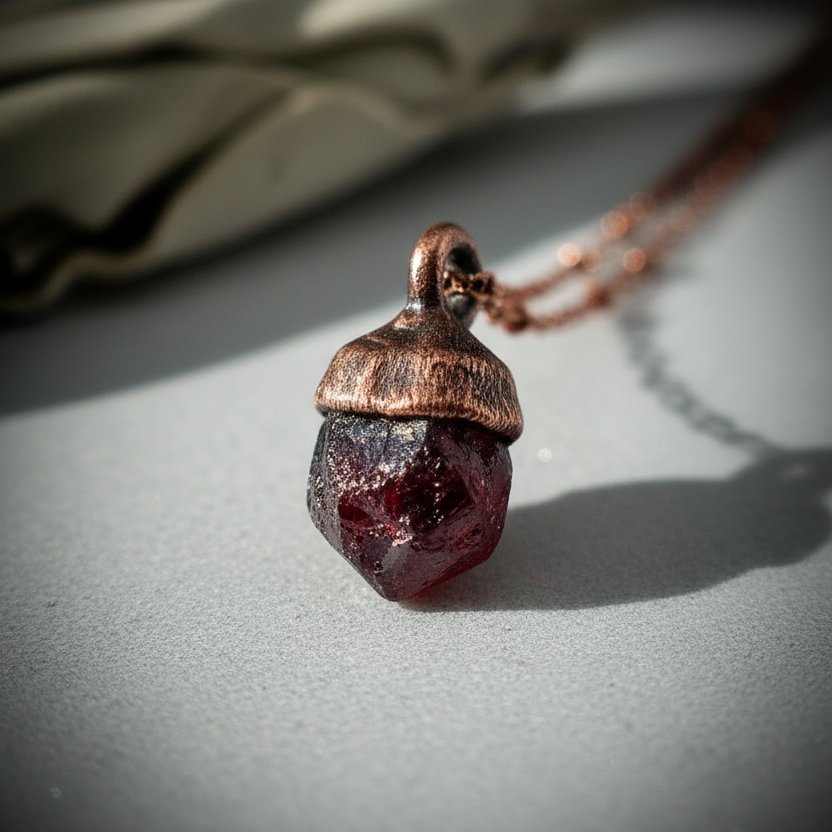 Santa Fe Marketplace Raw Spessartine Garnet Necklace | Electroformed Copper | Ready to Ship Product Image: Raw Spessartine Garnet Necklace | Electroformed Copper | Ready to Ship