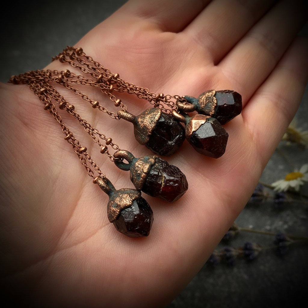 Santa Fe Marketplace Raw Spessartine Garnet Necklace | Electroformed Copper | Ready to Ship Product Image: Raw Spessartine Garnet Necklace | Electroformed Copper | Ready to Ship