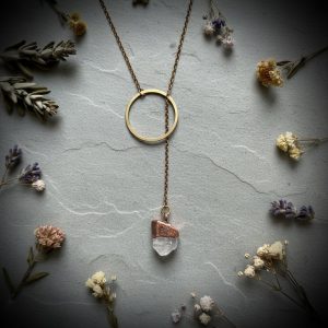 Santa Fe Marketplace Raw Quartz Lariat Necklace | Copper Electroformed Crystal Talisman | Ready to Ship Product Image: Raw Quartz Lariat Necklace | Copper Electroformed Crystal Talisman | Ready to Ship