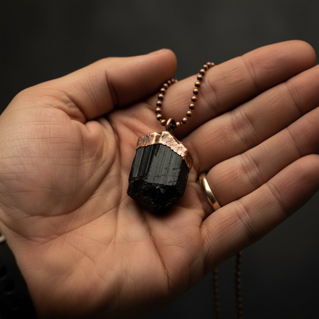 Santa Fe Marketplace Raw Black Tourmaline Necklace | Men’s Raw Crystal | Handcrafted Electroformed Copper | Made to Order Product Image: Raw Black Tourmaline Necklace | Men’s Raw Crystal | Handcrafted Electroformed Copper | Made to Order