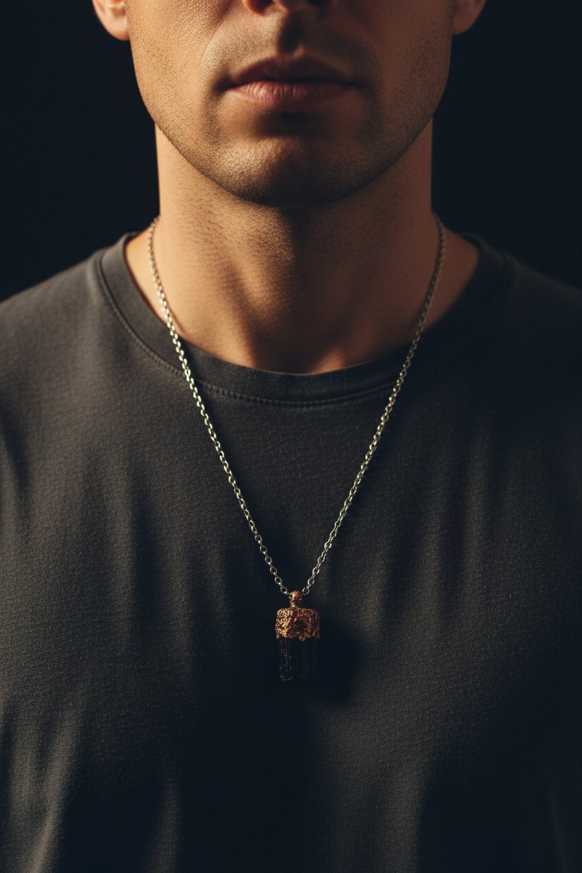 Santa Fe Marketplace Raw Black Tourmaline Necklace | Electroformed Copper Cap | Stainless Steel Chain | Ready to Ship Product Image: Raw Black Tourmaline Necklace | Electroformed Copper Cap | Stainless Steel Chain | Ready to Ship