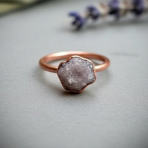 Santa Fe Marketplace Raw Lepidolite Ring | Electroformed Copper | Made to Order Product Image: Raw Lepidolite Ring | Electroformed Copper | Made to Order