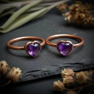 Santa Fe Marketplace Heart-Shaped Amethyst Ring | Electroformed Copper | Made to Order Product Image: Heart-Shaped Amethyst Ring | Electroformed Copper | Made to Order