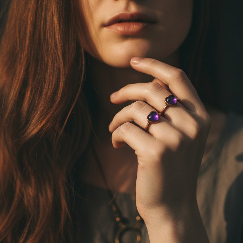 Santa Fe Marketplace Heart-Shaped Amethyst Ring | Electroformed Copper | Made to Order Product Image: Heart-Shaped Amethyst Ring | Electroformed Copper | Made to Order