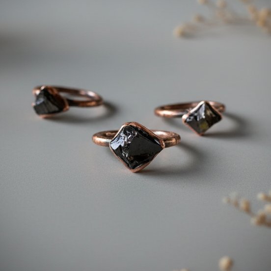 Santa Fe Marketplace Raw Elite Shungite Ring | Electroformed Copper | Made to Order Product Image: Raw Elite Shungite Ring | Electroformed Copper | Made to Order