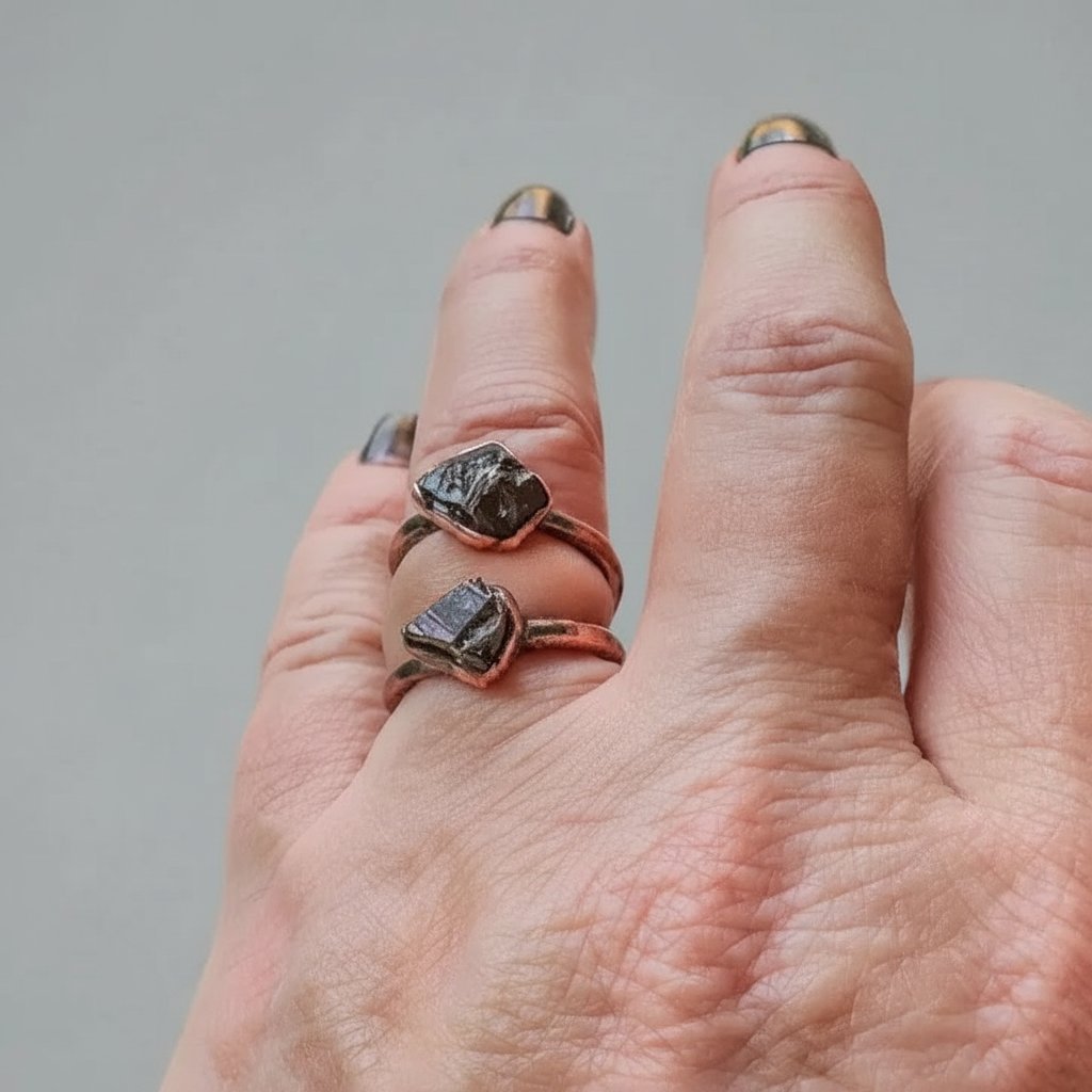 Santa Fe Marketplace Raw Elite Shungite Ring | Electroformed Copper | Made to Order Product Image: Raw Elite Shungite Ring | Electroformed Copper | Made to Order