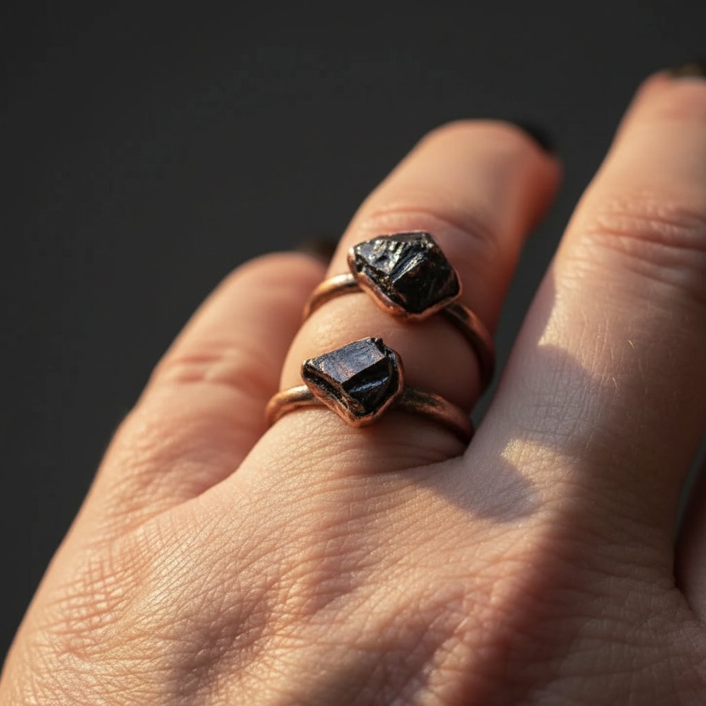 Santa Fe Marketplace Raw Elite Shungite Ring | Electroformed Copper | Made to Order Product Image: Raw Elite Shungite Ring | Electroformed Copper | Made to Order