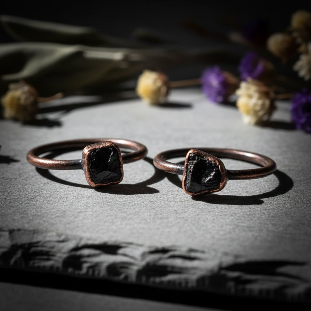 Santa Fe Marketplace Raw Black Tourmaline Ring | Electroformed Copper | Made to Order Product Image: Raw Black Tourmaline Ring | Electroformed Copper | Made to Order