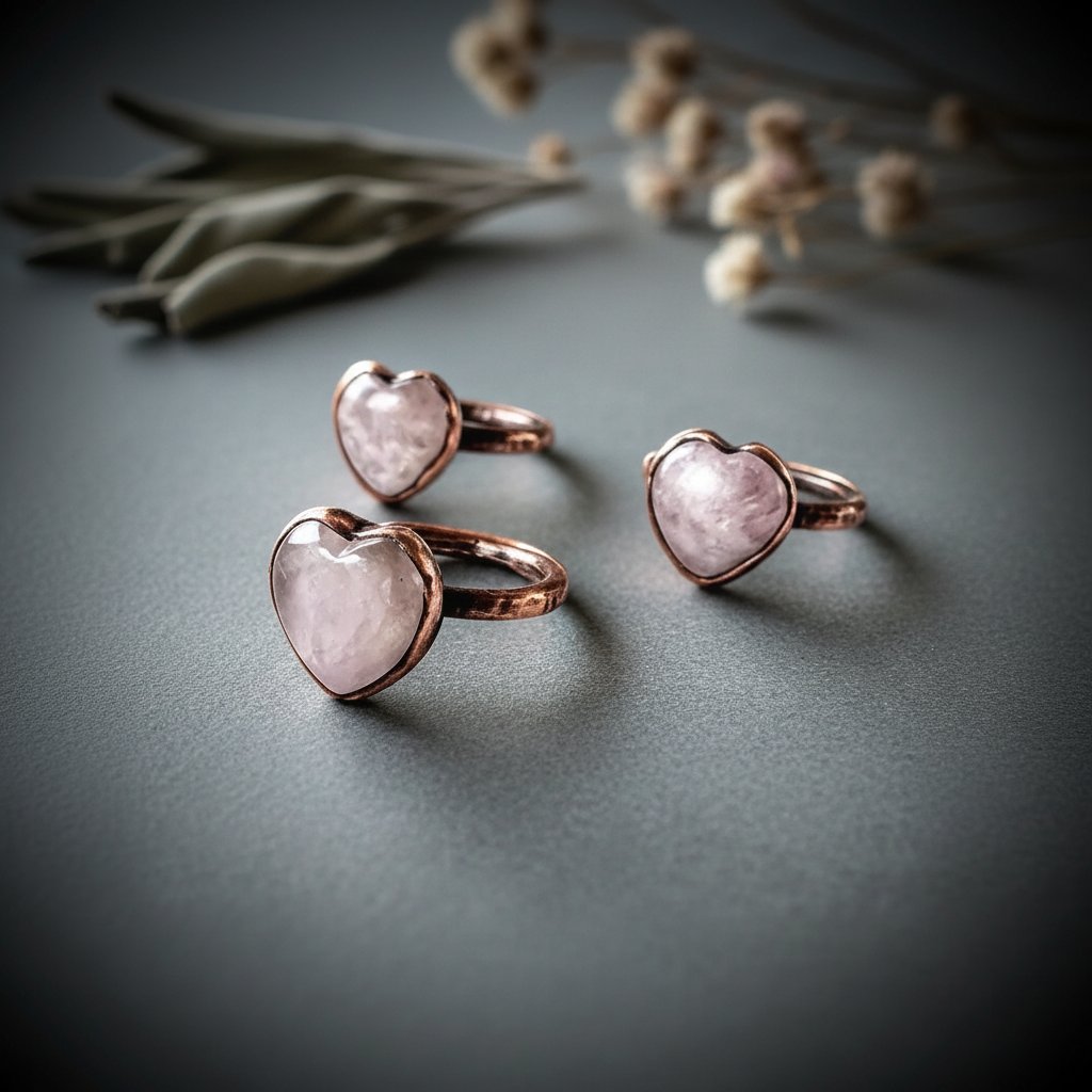 Santa Fe Marketplace Heart-Shaped Kunzite Ring | Electroformed Copper | Made to Order Product Image: Heart-Shaped Kunzite Ring | Electroformed Copper | Made to Order