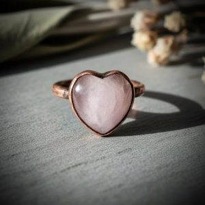 Product Image: Heart-Shaped Kunzite Ring | Electroformed Copper | Made to Order
