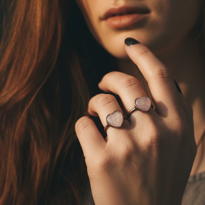 Santa Fe Marketplace Heart-Shaped Kunzite Ring | Electroformed Copper | Made to Order Product Image: Heart-Shaped Kunzite Ring | Electroformed Copper | Made to Order