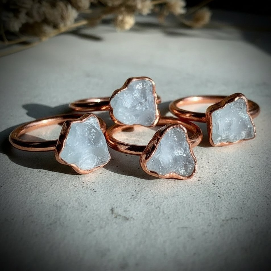 Santa Fe Marketplace Raw Celestite Ring | Electroformed Copper | Made to Order Product Image: Raw Celestite Ring | Electroformed Copper | Made to Order