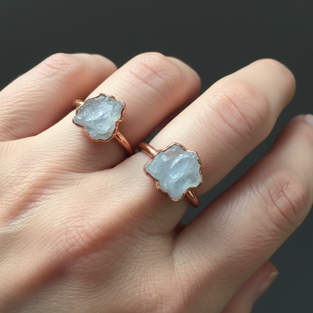 Santa Fe Marketplace Raw Celestite Ring | Electroformed Copper | Made to Order Product Image: Raw Celestite Ring | Electroformed Copper | Made to Order