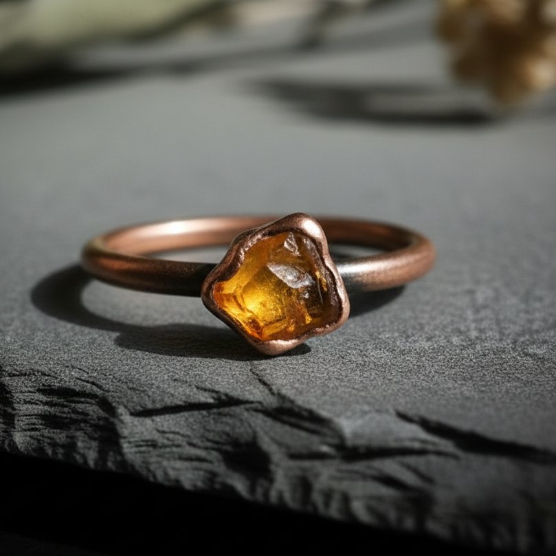 Santa Fe Marketplace Raw Amber Ring | Electroformed Copper | Made to Order Product Image: Raw Amber Ring | Electroformed Copper | Made to Order