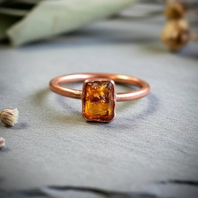 Santa Fe Marketplace Raw Amber Ring | Electroformed Copper | Made to Order Product Image: Raw Amber Ring | Electroformed Copper | Made to Order