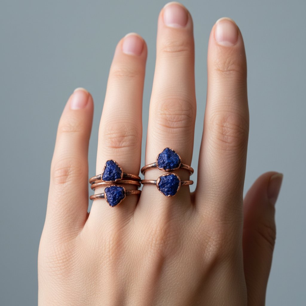 Santa Fe Marketplace Raw Azurite Ring | Electroformed Copper | Made to Order Product Image: Raw Azurite Ring | Electroformed Copper | Made to Order