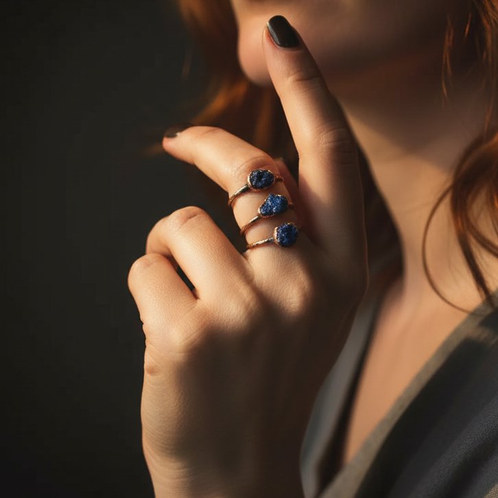 Santa Fe Marketplace Raw Azurite Ring | Electroformed Copper | Made to Order Product Image: Raw Azurite Ring | Electroformed Copper | Made to Order