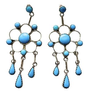 Santa Fe Marketplace Turquoise Chandelier Dangle Earrings Product Image: Turquoise Chandelier Dangle Earrings