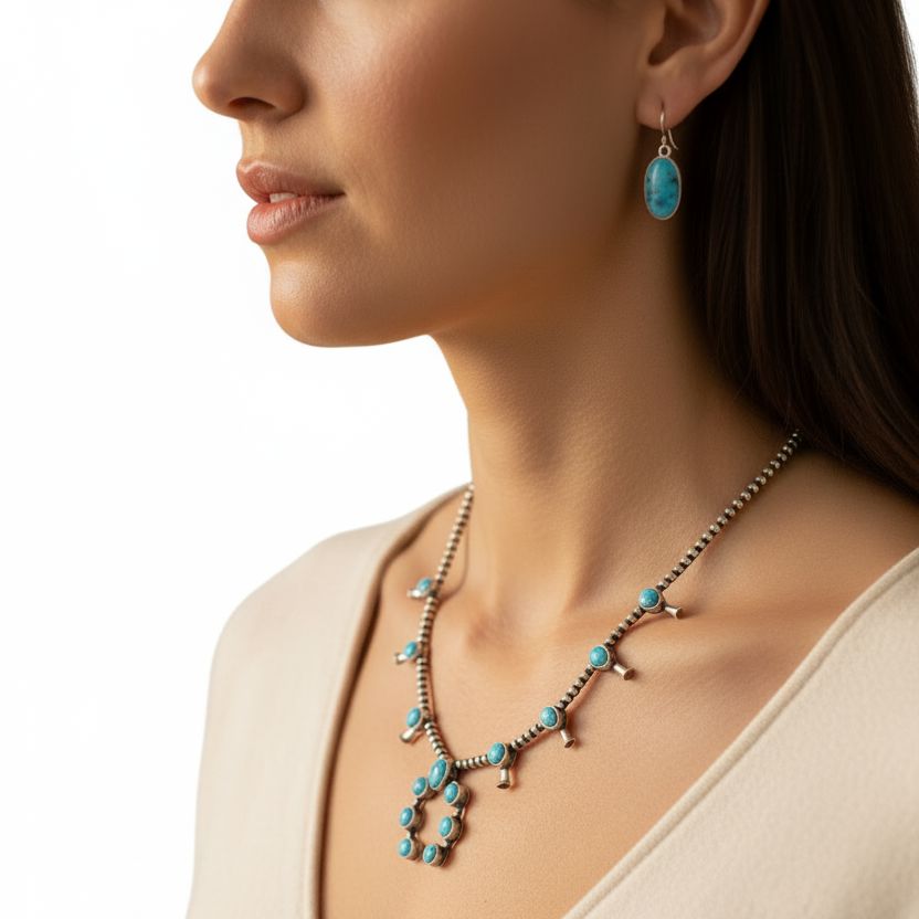 Santa Fe Marketplace Squash Blossom Necklace & Earrings by Jason Livingston Product Image: Squash Blossom Necklace & Earrings by Jason Livingston