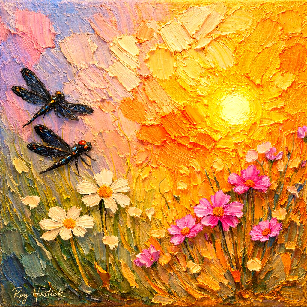 Santa Fe Marketplace MINI_Sunrise Garden Impasto 12’X12″-DIGITAL CANVAS PRINT- Product Image: MINI_Sunrise Garden Impasto 12’X12″-DIGITAL CANVAS PRINT-