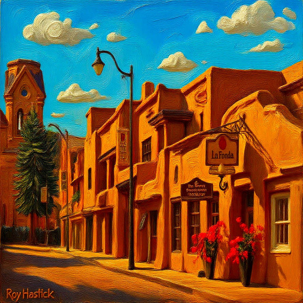 Santa Fe Marketplace MINI_Downtown Santa Fe, San Francisco Street 12″X12″-Digital CANVAS PRINT- Product Image: MINI_Downtown Santa Fe, San Francisco Street 12″X12″-Digital CANVAS PRINT-