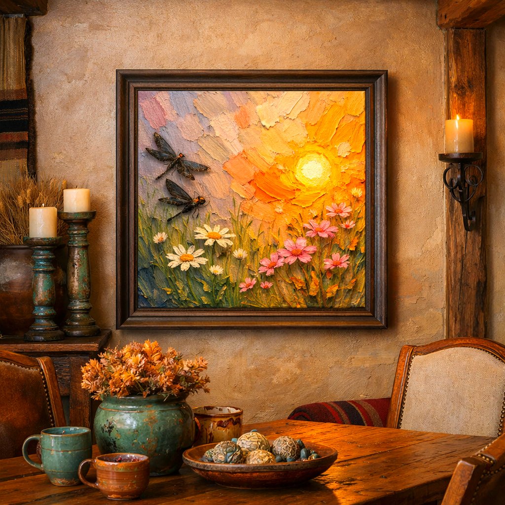 Santa Fe Marketplace MINI_Sunrise Garden Impasto 12’X12″-DIGITAL CANVAS PRINT- Product Image: MINI_Sunrise Garden Impasto 12’X12″-DIGITAL CANVAS PRINT-
