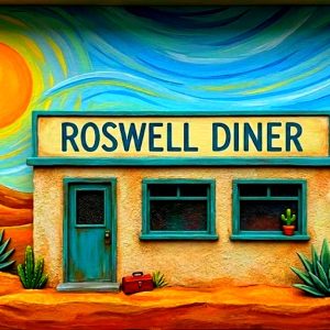 Santa Fe Marketplace MINI_Roswell Diner 12’X12″-DIGITAL CANVAS PRINT- Product Image: MINI_Roswell Diner 12’X12″-DIGITAL CANVAS PRINT-