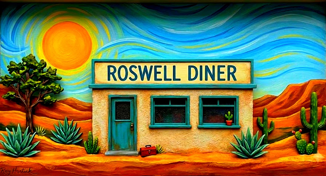 Santa Fe Marketplace MINI_Roswell Diner 12’X12″-DIGITAL CANVAS PRINT- Product Image: MINI_Roswell Diner 12’X12″-DIGITAL CANVAS PRINT-