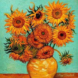 Product Image: MINI_Santa  Fe  Sunflowers  in  Turquoise  Light-Digital Canvas Print 12″X12″