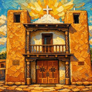 Santa Fe Marketplace MINI_Adobe Mission at Dusk 12’X12″-Digital CANVAS PRINT- Product Image: MINI_Adobe Mission at Dusk 12’X12″-Digital CANVAS PRINT-