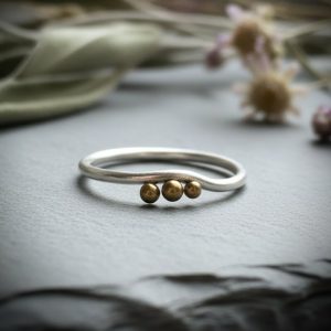 Santa Fe Marketplace Trinity Moon Silver & Brass Ring Product Image: Trinity Moon Silver & Brass Ring