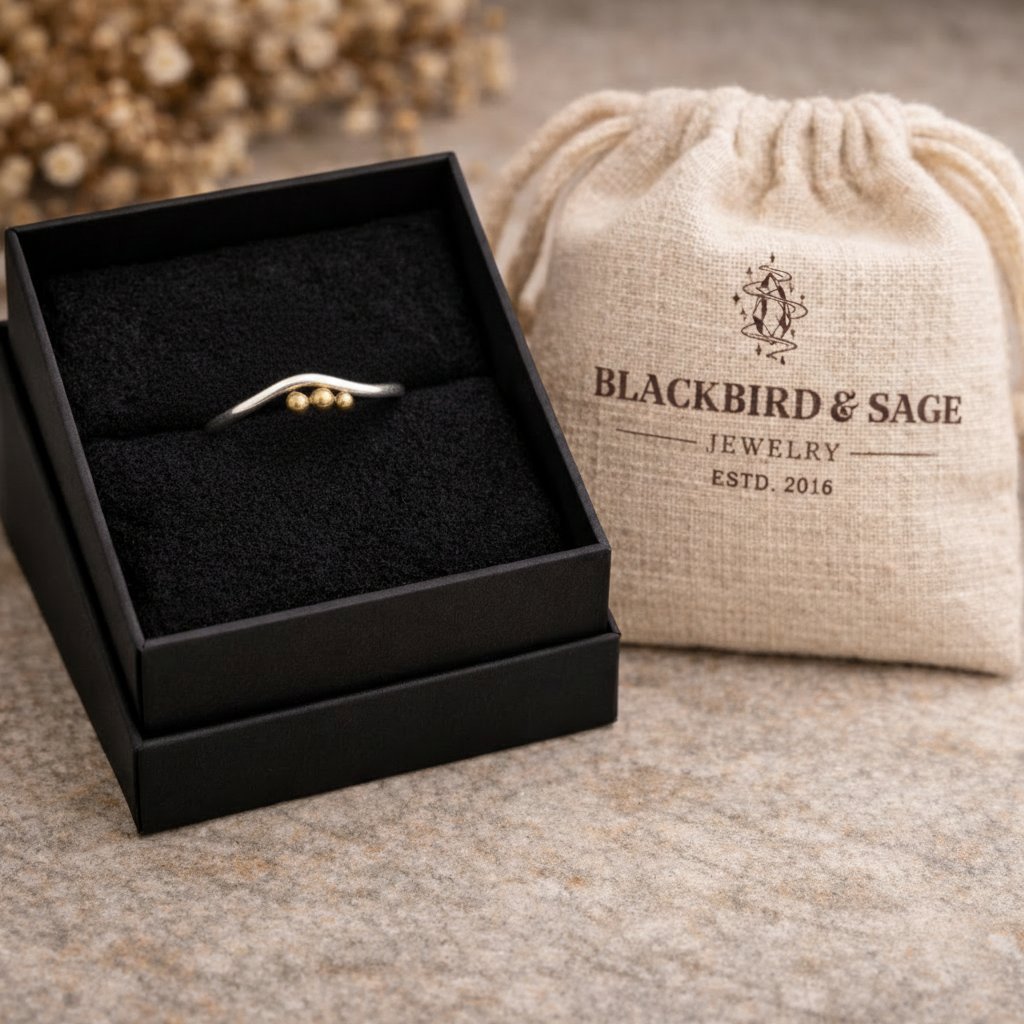Santa Fe Marketplace Trinity Moon Silver & Brass Ring Product Image: Trinity Moon Silver & Brass Ring