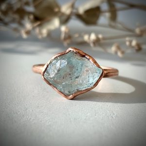 Santa Fe Marketplace Raw Aquamarine Ring | Size 8.15 | Handcrafted Copper | Ready to Ship Product Image: Raw Aquamarine Ring | Size 8.15 | Handcrafted Copper | Ready to Ship