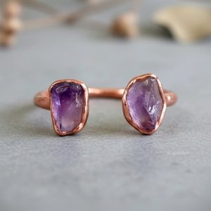 Santa Fe Marketplace Amethyst Open Ring | Dual Stone | Electroformed Copper | Made to Order Product Image: Amethyst Open Ring | Dual Stone | Electroformed Copper | Made to Order