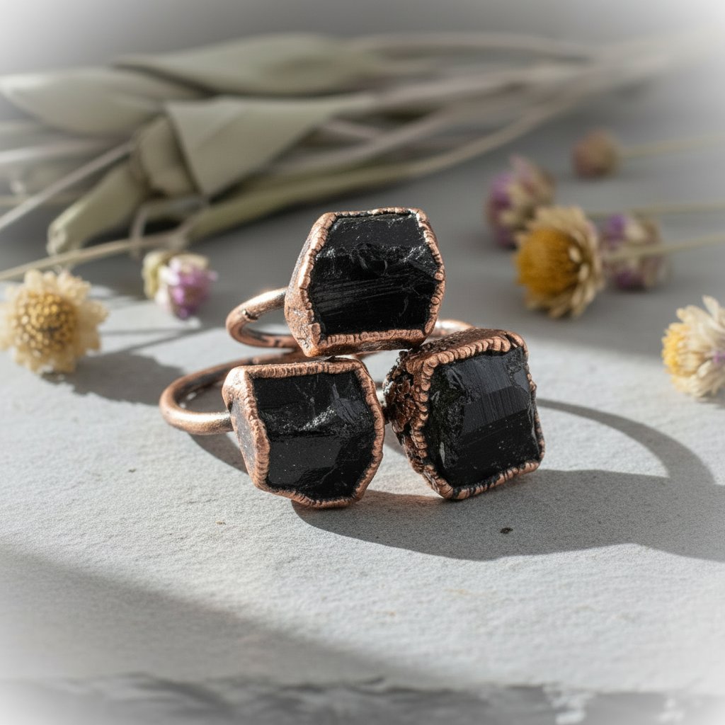 Santa Fe Marketplace Raw Black Tourmaline Statement Ring | Electroformed Copper | Made to Order Product Image: Raw Black Tourmaline Statement Ring | Electroformed Copper | Made to Order