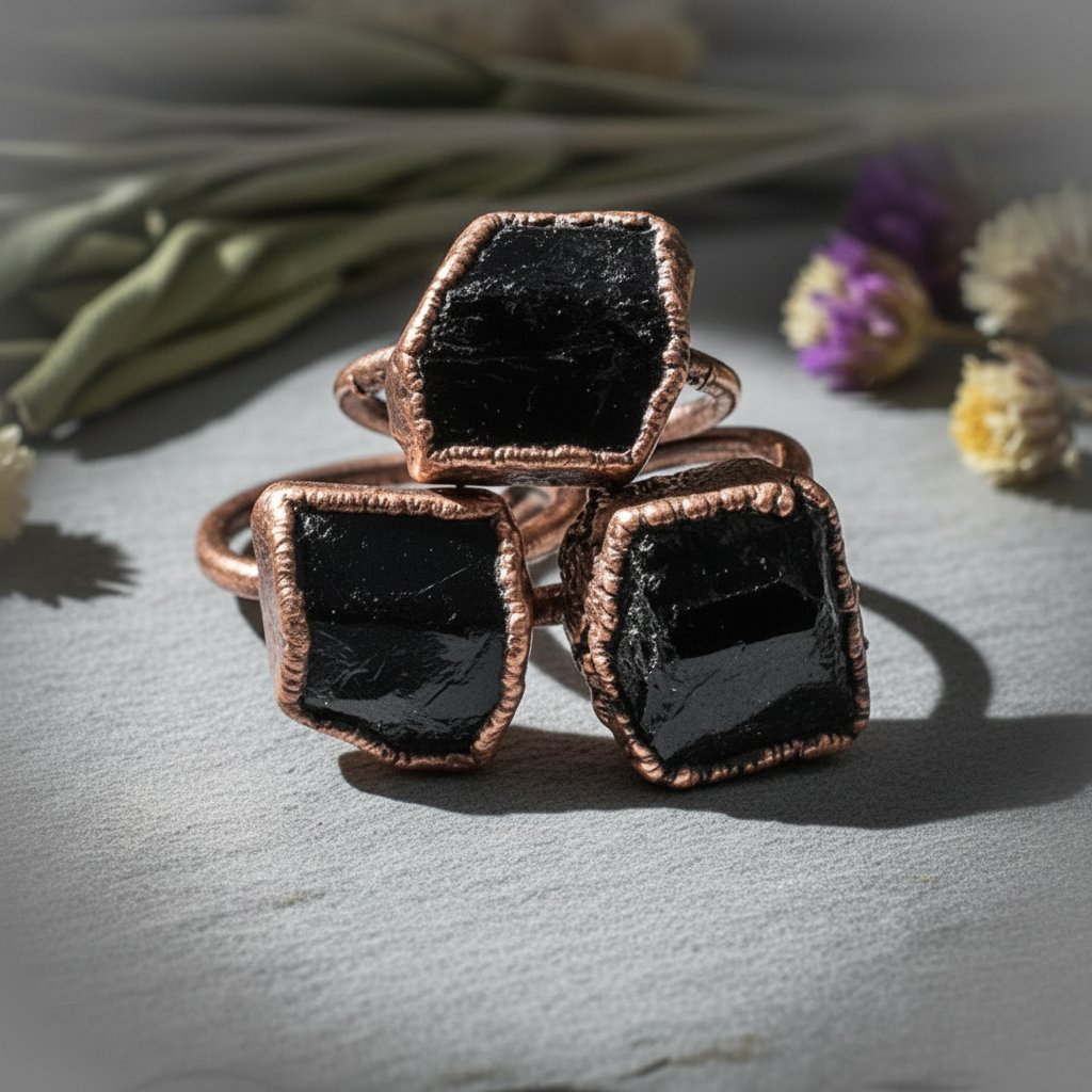 Santa Fe Marketplace Raw Black Tourmaline Statement Ring | Electroformed Copper | Made to Order Product Image: Raw Black Tourmaline Statement Ring | Electroformed Copper | Made to Order