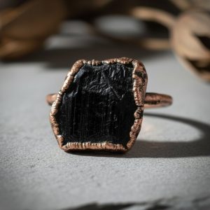 Santa Fe Marketplace Raw Black Tourmaline Statement Ring | Electroformed Copper | Made to Order Product Image: Raw Black Tourmaline Statement Ring | Electroformed Copper | Made to Order