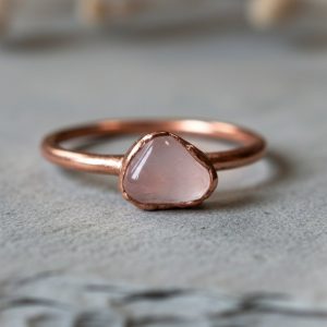 Santa Fe Marketplace Dainty Rose Quartz Ring | Handcrafted Electroformed Copper | Made to Order Product Image: Dainty Rose Quartz Ring | Handcrafted Electroformed Copper | Made to Order