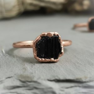 Santa Fe Marketplace Black Tourmaline Ring | Stackable Electroformed Copper | Made to Order Product Image: Black Tourmaline Ring | Stackable Electroformed Copper | Made to Order