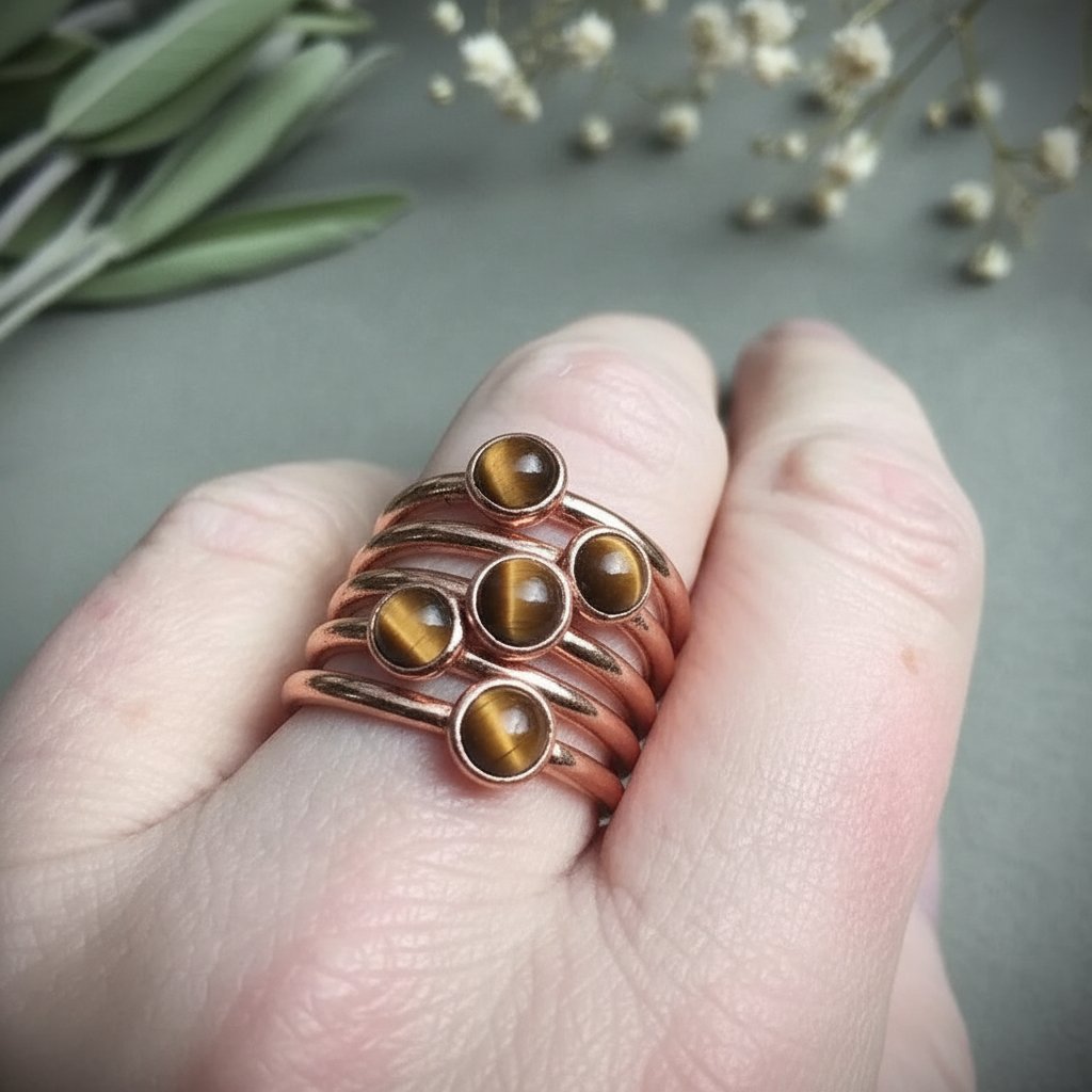 Santa Fe Marketplace Tiger’s Eye Ring | Electroformed Copper | Made to Order Product Image: Tiger’s Eye Ring | Electroformed Copper | Made to Order