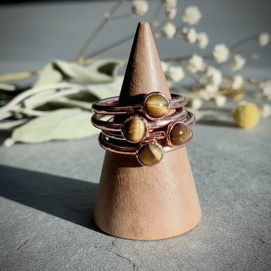 Santa Fe Marketplace Tiger’s Eye Ring | Electroformed Copper | Made to Order Product Image: Tiger’s Eye Ring | Electroformed Copper | Made to Order